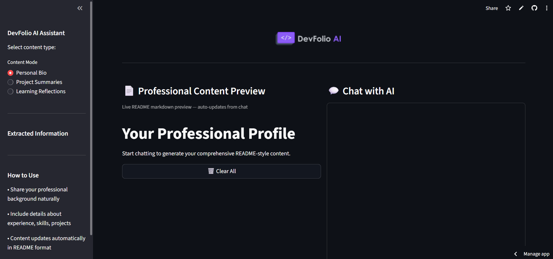 AI Portfolio Assistant Screenshot